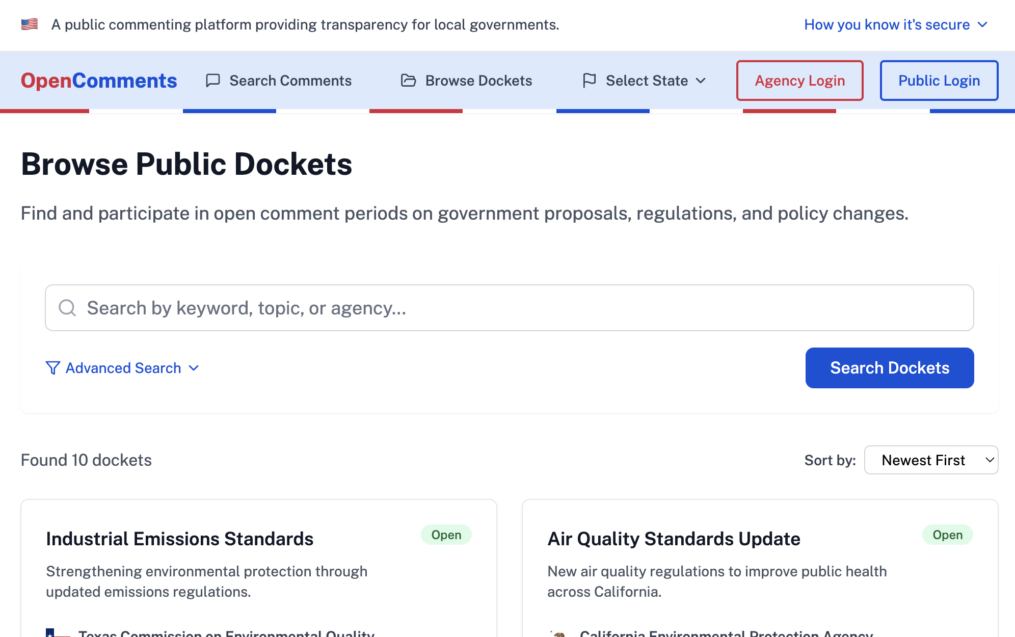 OpenComments website screenshot